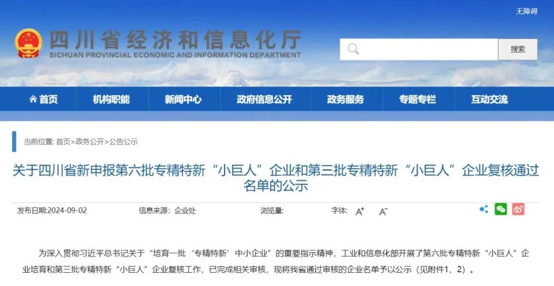 喜报:sunbet申搏官方网站成功进阶国家级专精特新“小巨人”